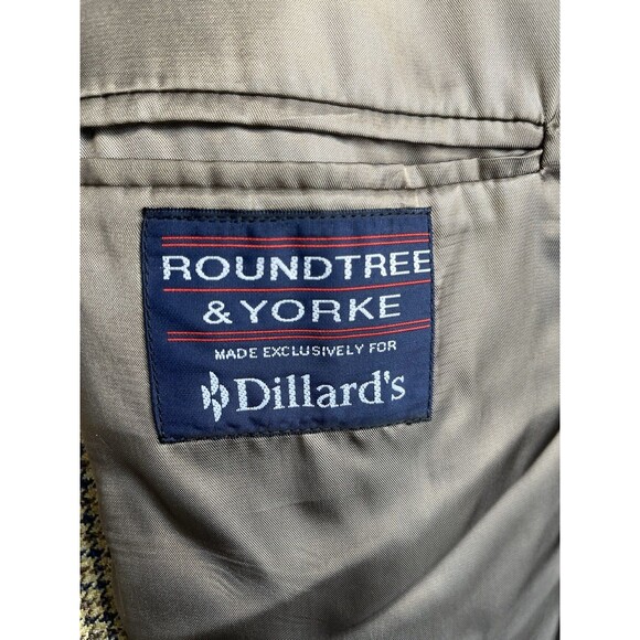 Roundtree & Yorke Men 42R Blazer Houndstooth Sports Coat Wool Linen & Silk Blend - Picture 9 of 13